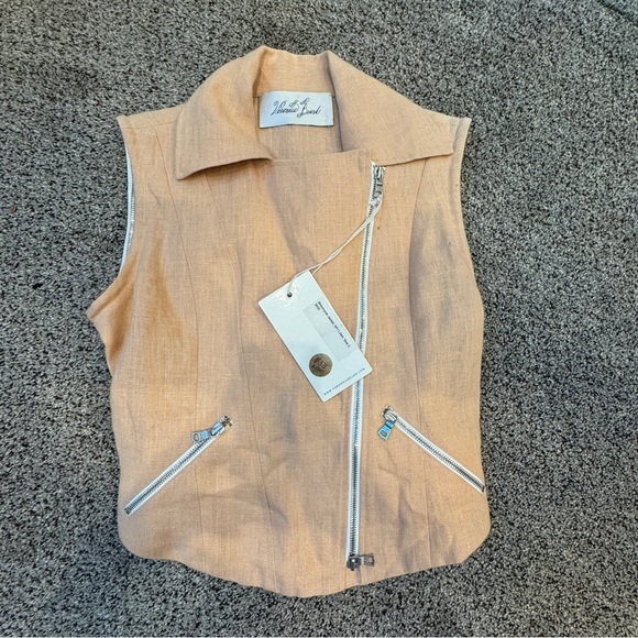 NWT Veronica Beard Pink Linen Moto Jacket - Picture 14 of 14